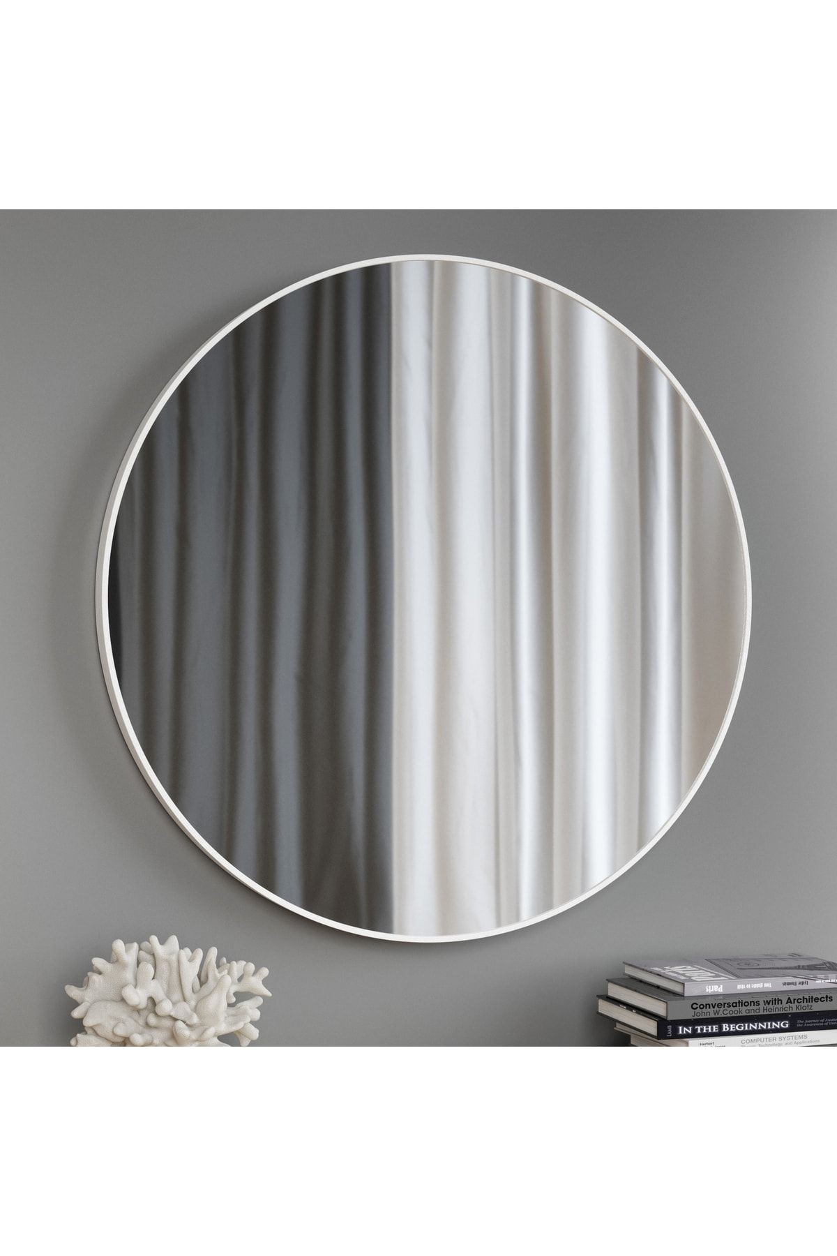 Ayna / Dekoratif Ayna / Yuvarlak Ayna / Banyo Ayna / Makyaj Ayna / Duvar Ayna / Flora Roma (SİYAH)