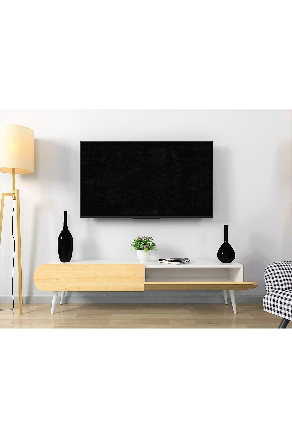 Flora Dia Dekoratiif Tv Ünitesi 150 Cm (BEYAZ-MEŞE)