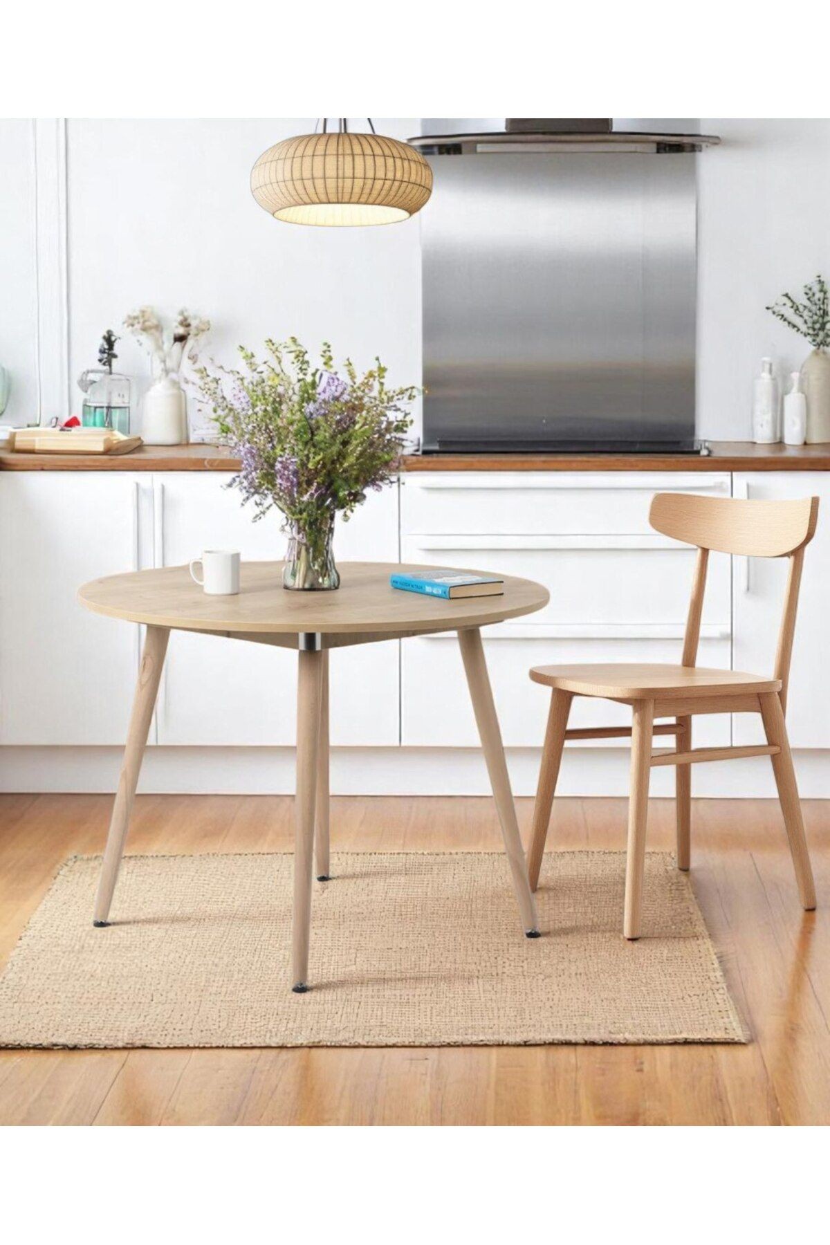 Bistro 90 Cm / Yuvarlak Mutfak Masası / Yuvarlak Yemek Masası / Meşe