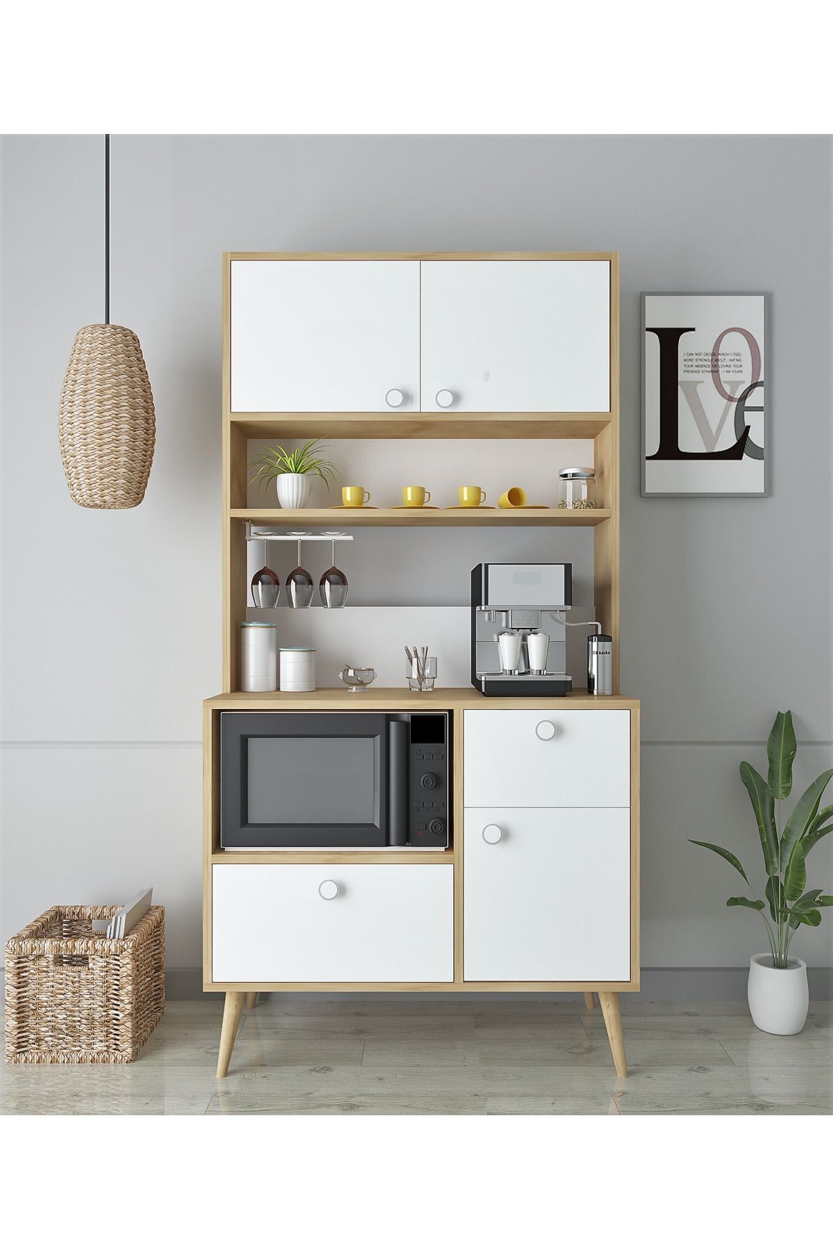 Latte Kahve Köşesi / Çok Amaçlı Dolap / Airfryer Dolabı / Mutfak Organizeri