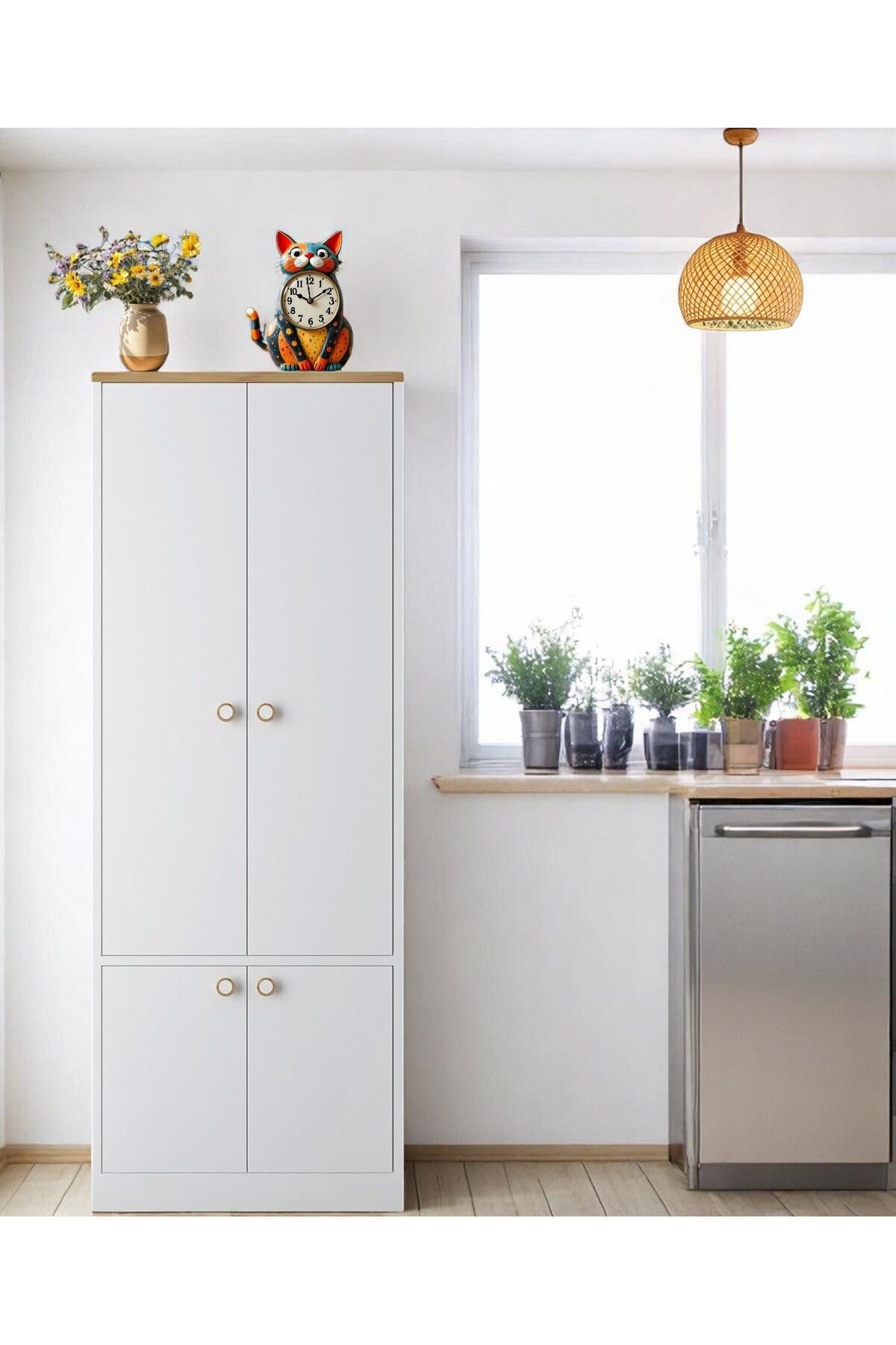 Niva Çok Amaçlı Dolap / Kapaklı ve 7 Raflı Dolap /Mutfak-Banyo-Kiler-Balkon Dolabı