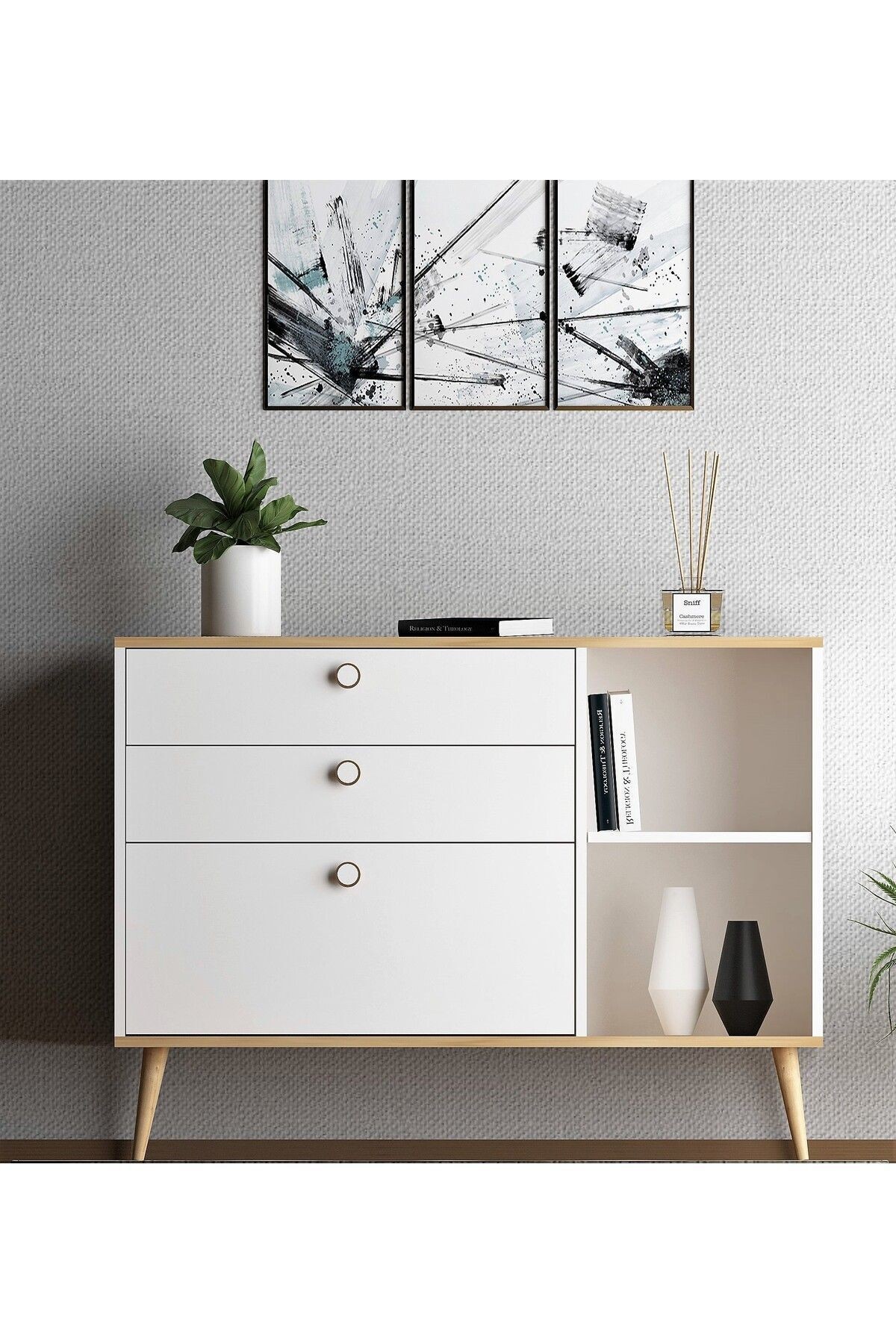 İtaly 120cm Şifonyer /Çekmeceli Raflı Şifonyer / Çok Amaçlı Dolap/ Konsol