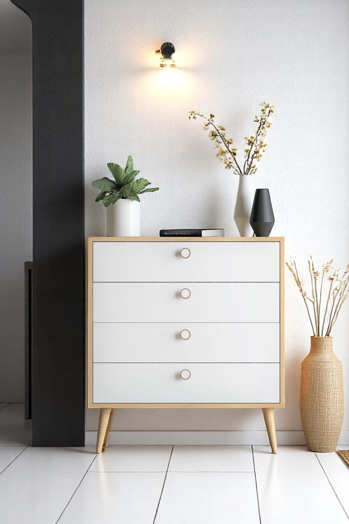 Zen  Şifonyer / Çok Amaçlı Dolap/ Çekmeceli Şifonyer / Kapaklı Şifonyer / 4 Çekmeceli Şifonyer 80CM