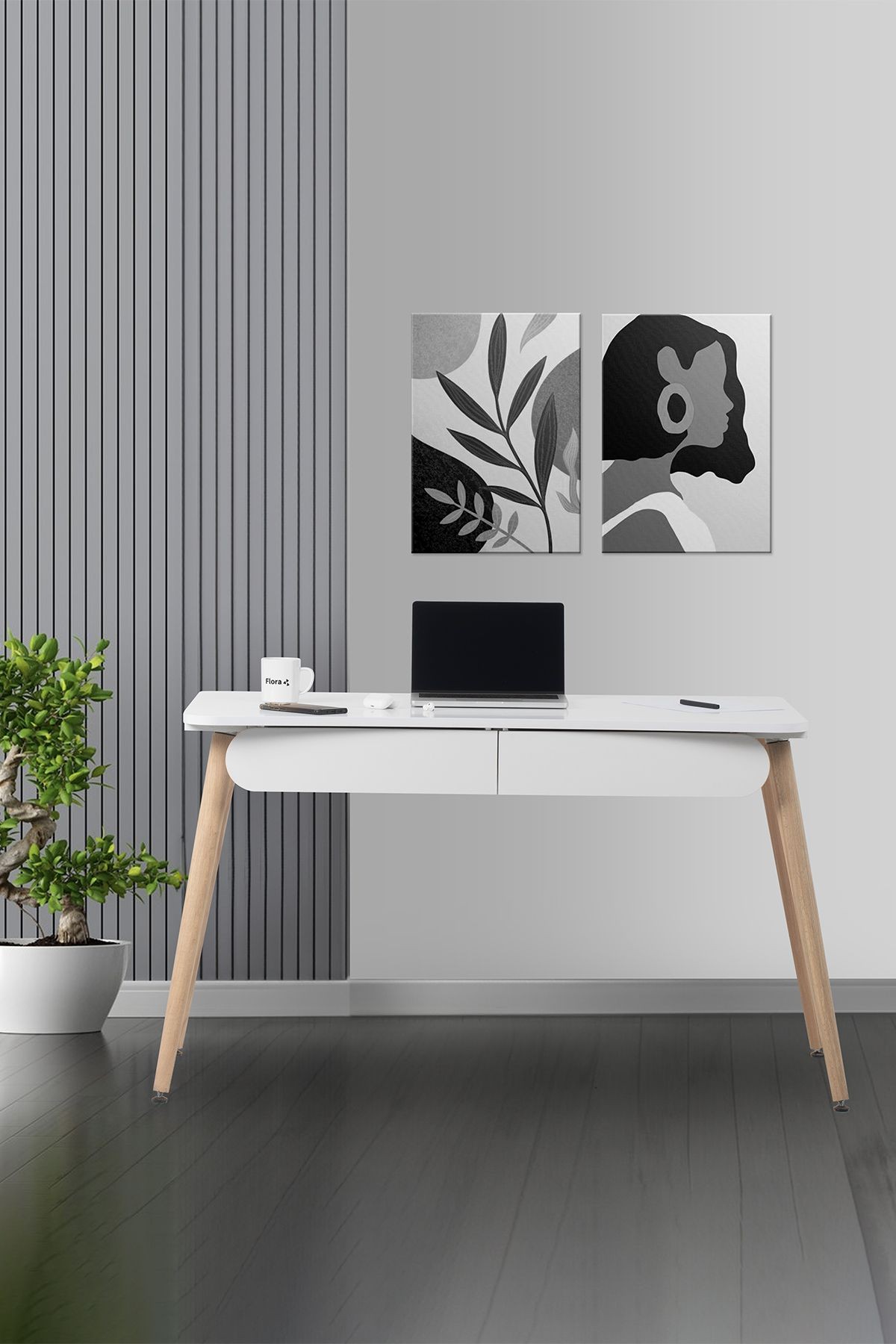 Flora Logo 120 (BEYAZ) / Çalışma Masası / Bilgisayar Masası / Ders Çalışma Masası / Öğrenci Masası