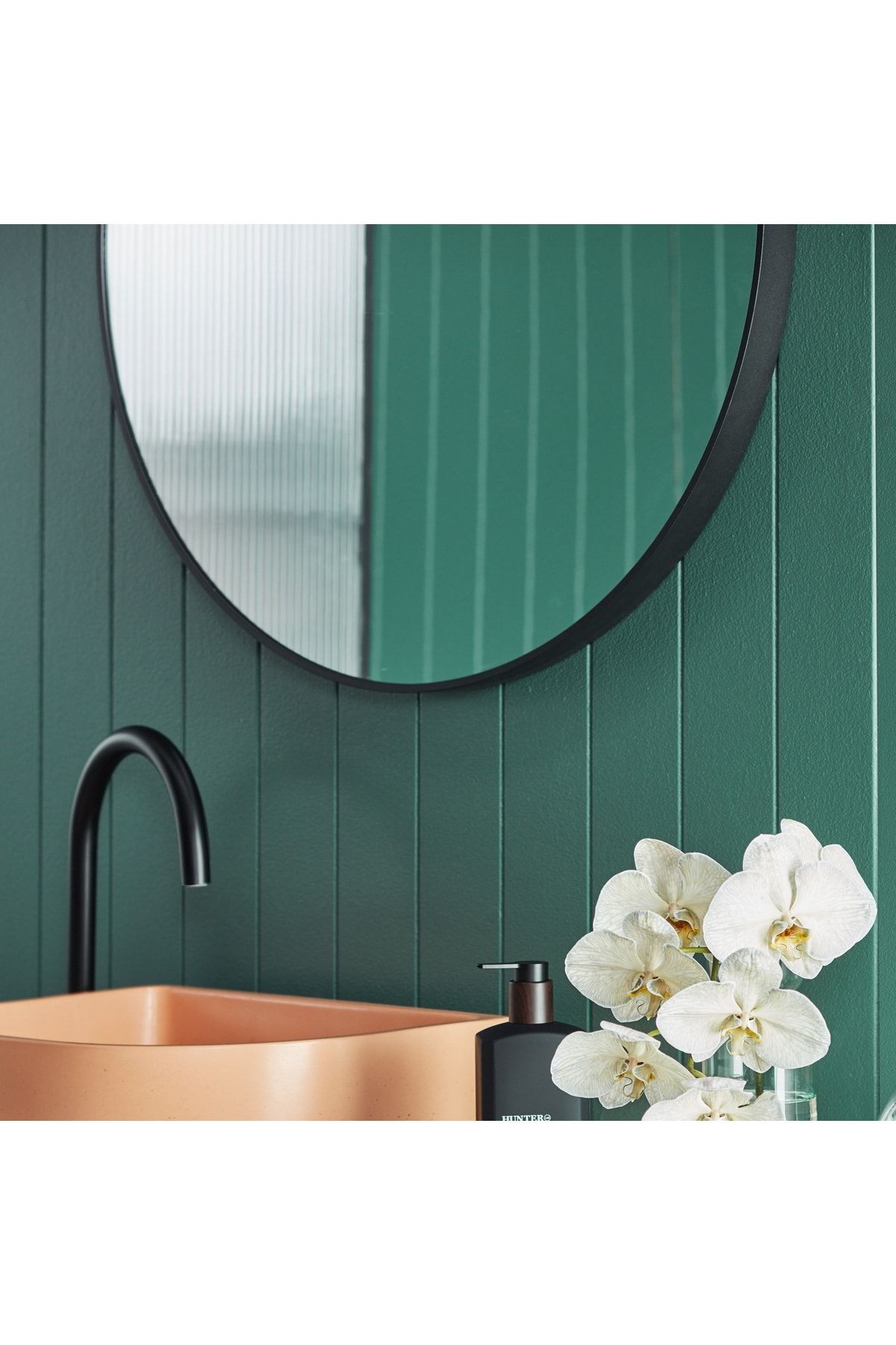 Ayna / Dekoratif Ayna / Yuvarlak Ayna / Banyo Ayna / Makyaj Ayna / Duvar Ayna / Flora Roma (SİYAH)