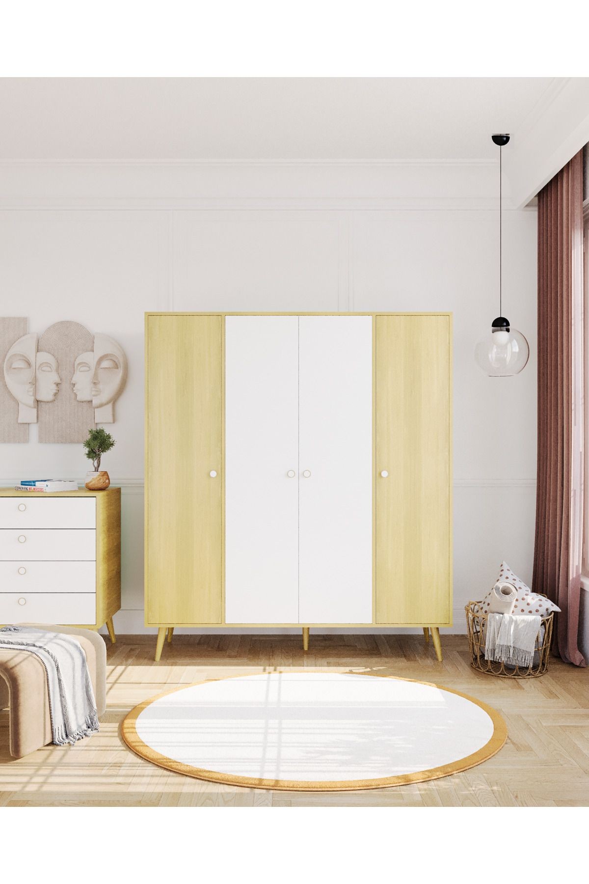 Milano Gardırop /elbise Dolabı Dört Kapaklı Dolap 160cm