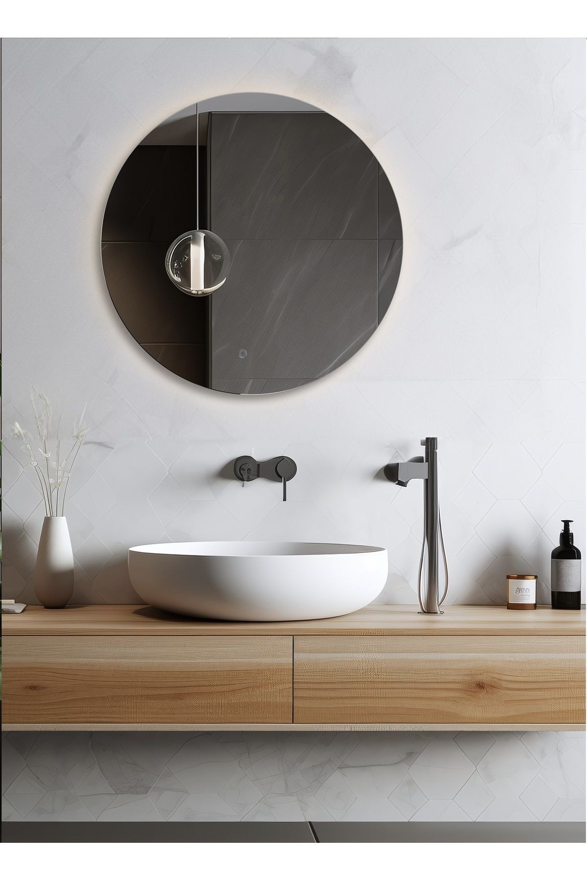 Flora Fone Ledli Dokunmatik Banyo Aynası / Lavabo Aynası / Işıklı Makyaj Aynası / Ledli Dokunmatik