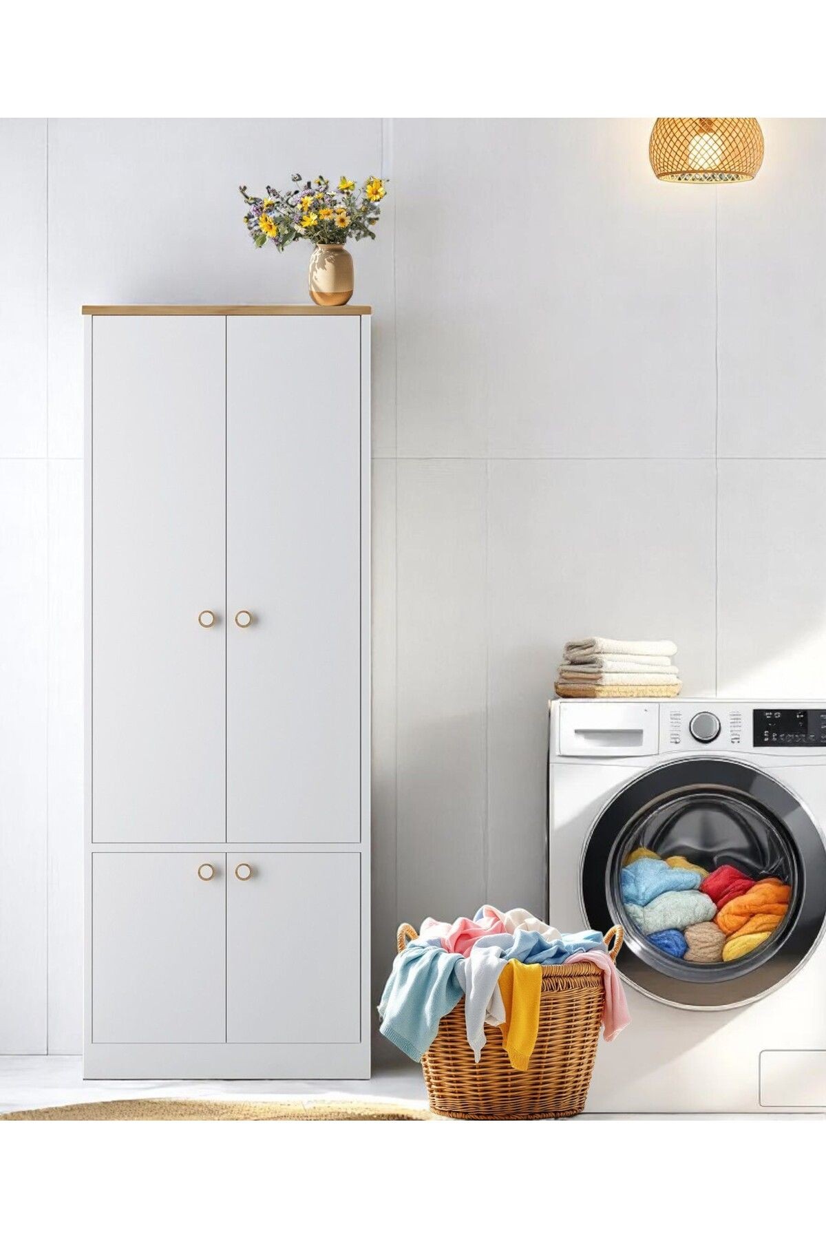 Niva Çok Amaçlı Dolap / Kapaklı ve 7 Raflı Dolap /Mutfak-Banyo-Kiler-Balkon Dolabı