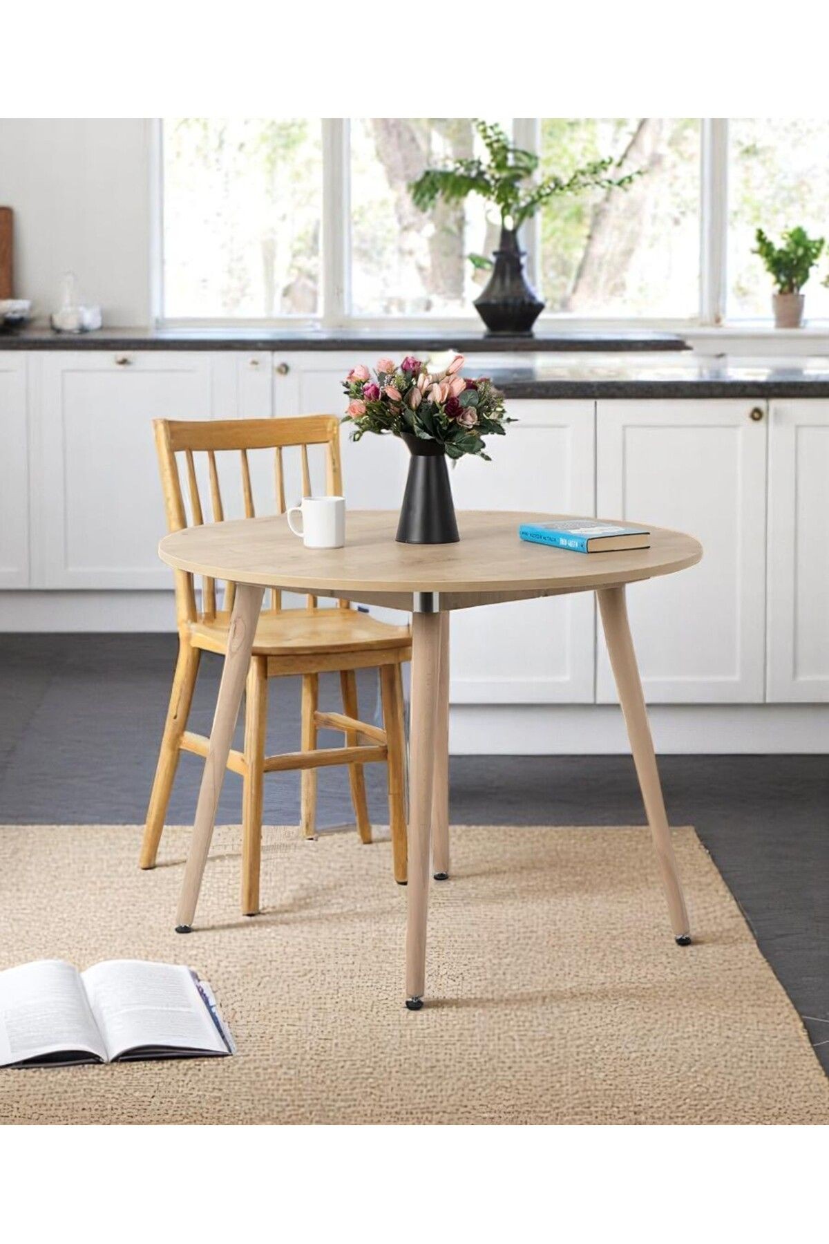 Bistro 100 Cm / Yuvarlak Mutfak Masası / Yuvarlak Yemek Masası / Meşe