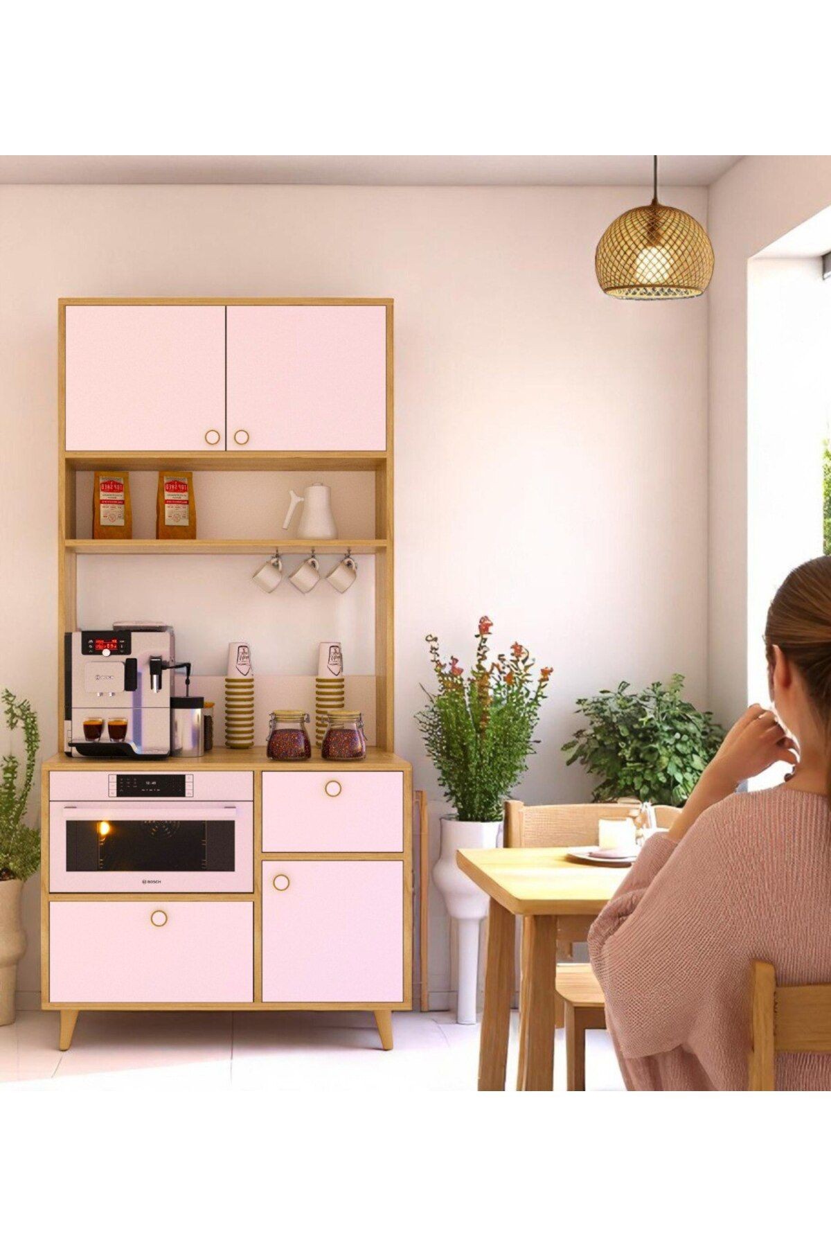 Latte Kahve Köşesi / Çok Amaçlı Dolap / Airfryer Dolabı / Mutfak Organizeri