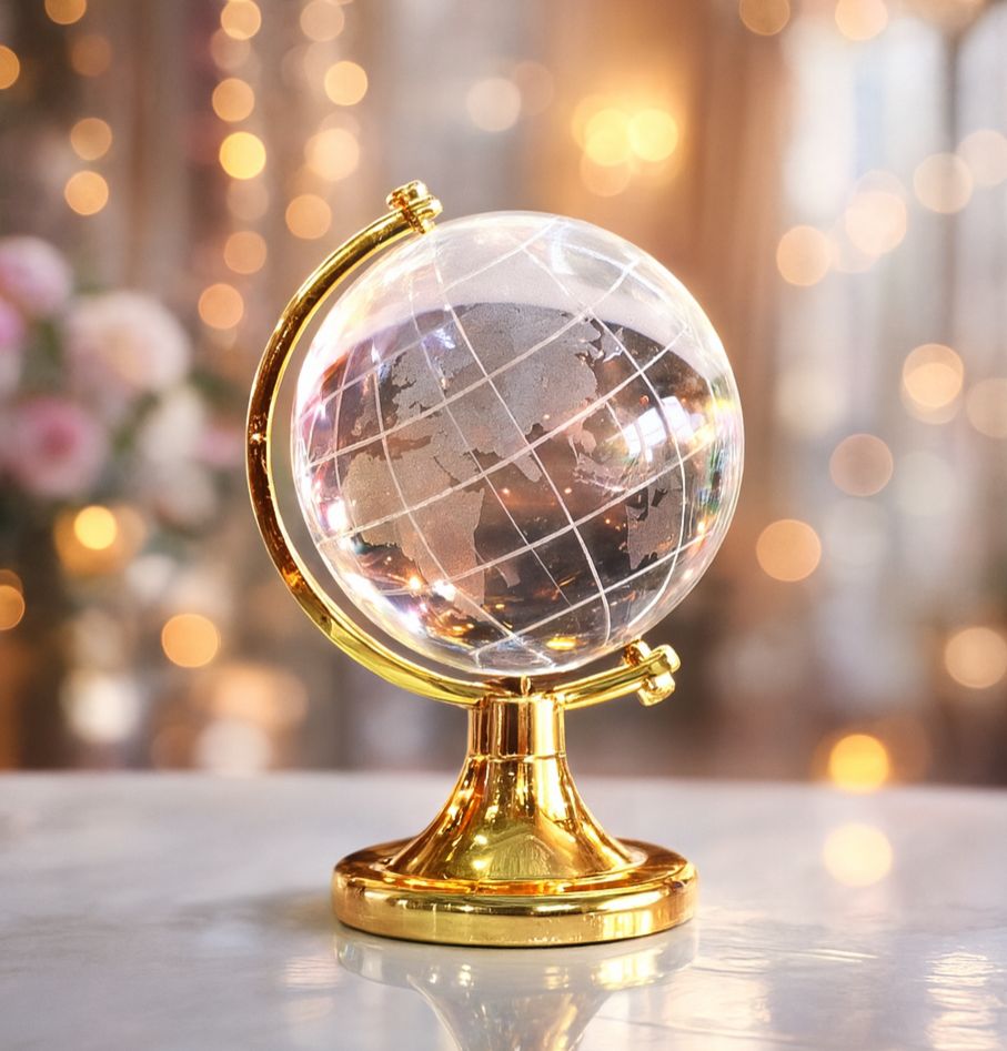 Orta Boy Dünya Haritalı Kar Küresi