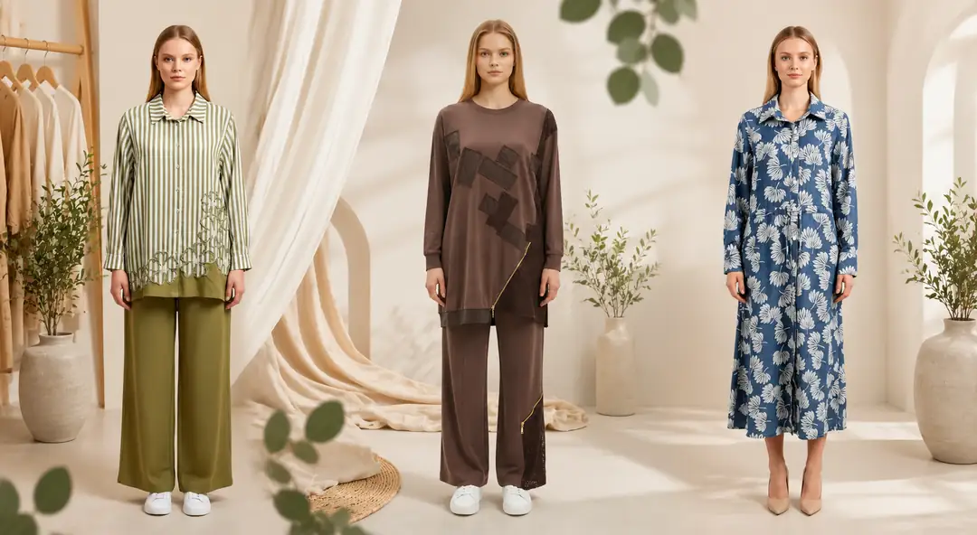 Tencel kumaş rahat tesettür elbise modeli