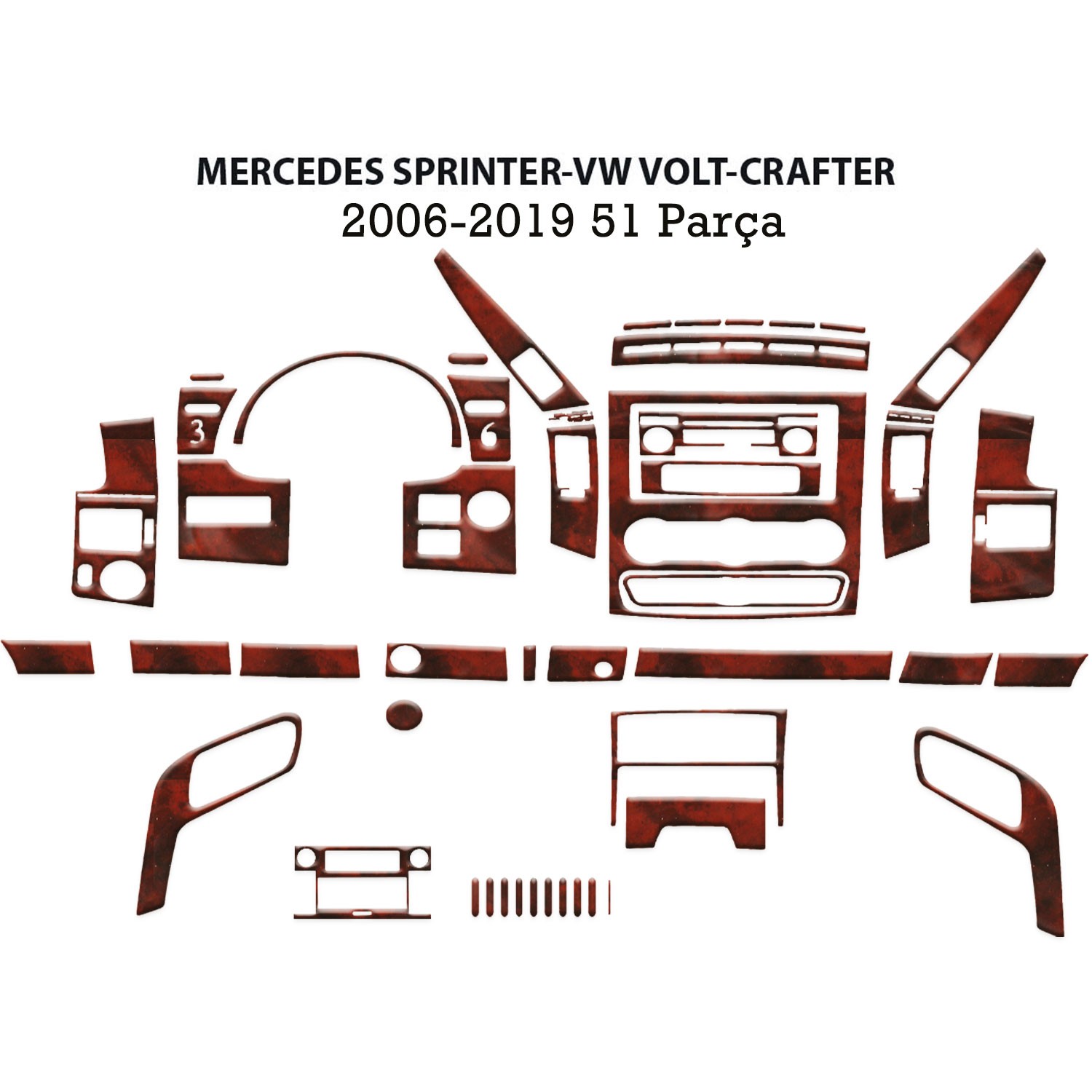 Meriç® Mercedes Sprinter Ön Torpido Kaplama 51 Parça 2006-2019