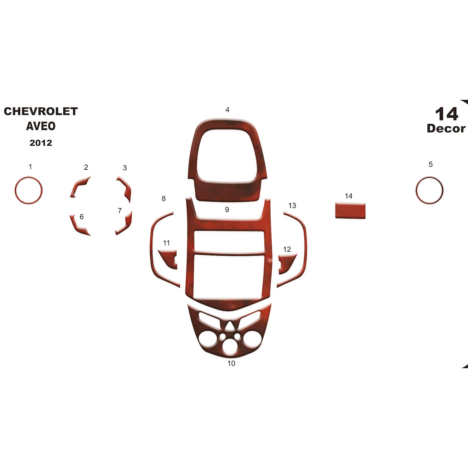 Meriç® Chevrolet Aveo Ön Torpido Kaplama 14 Parça 2012-›