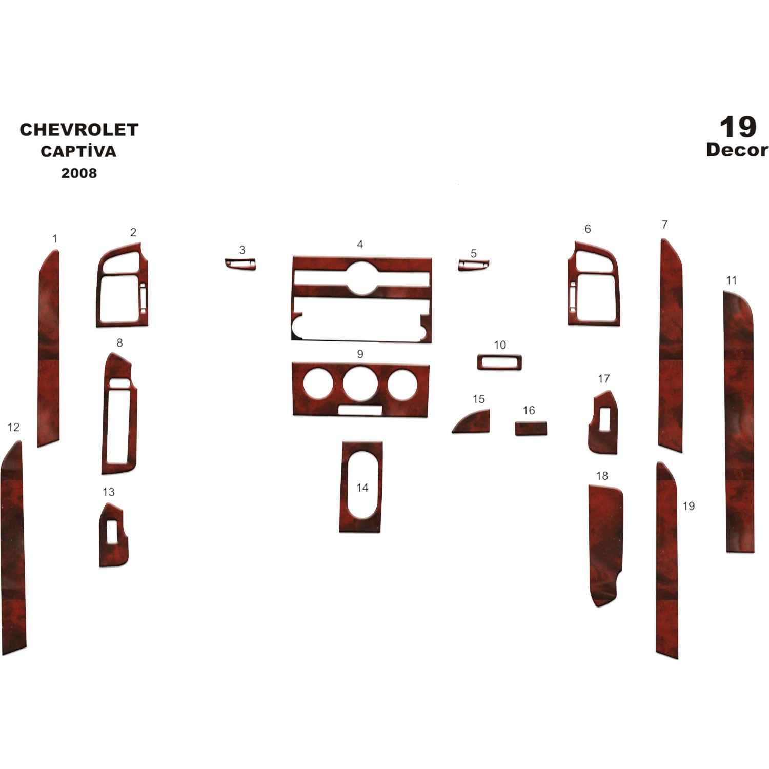 Meriç® Chevrolet Captiva Ön Torpido Kaplama 19 Parça 2007-2012