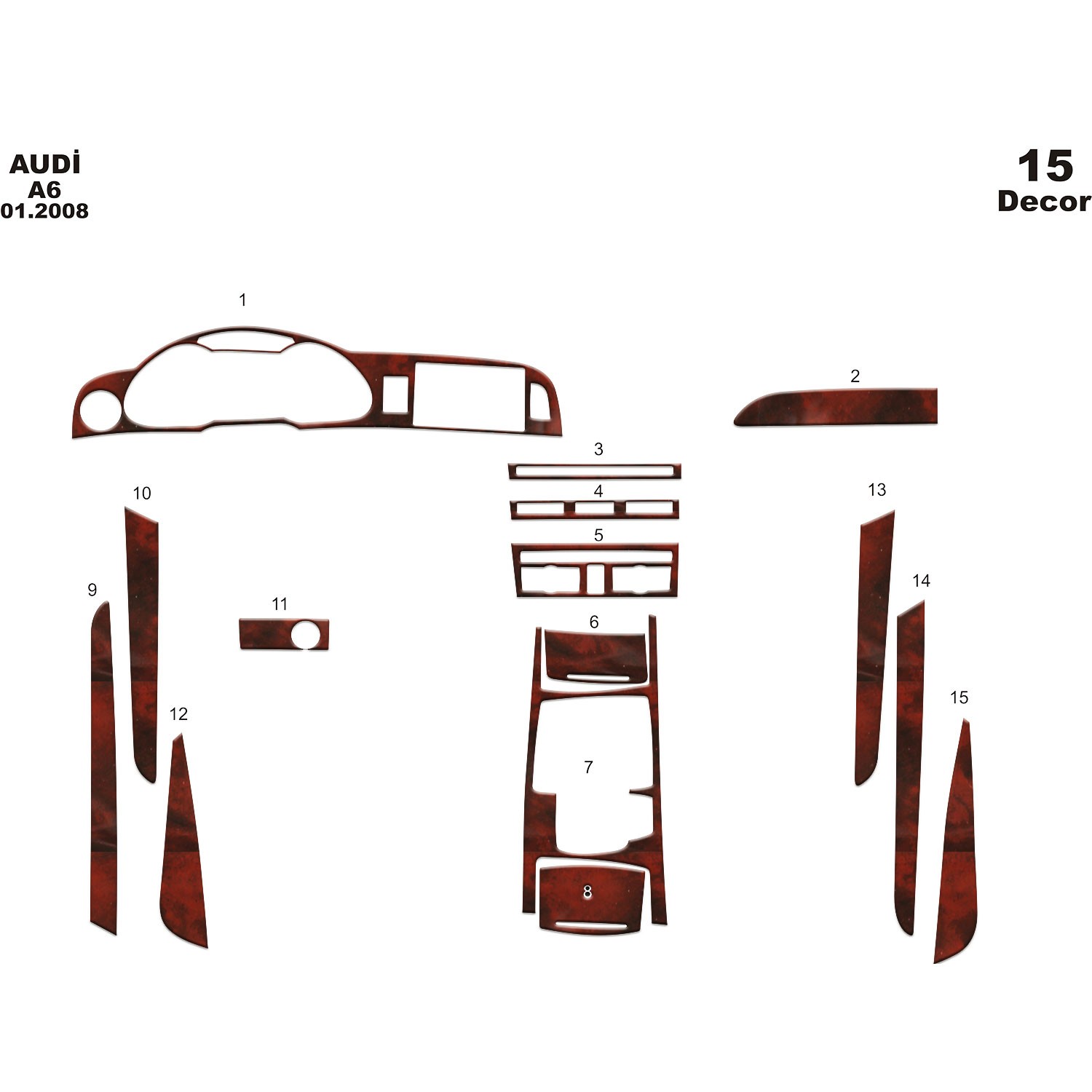 Meriç® Audi A6 Ön Torpido Kaplama 15 Parça 2008-›