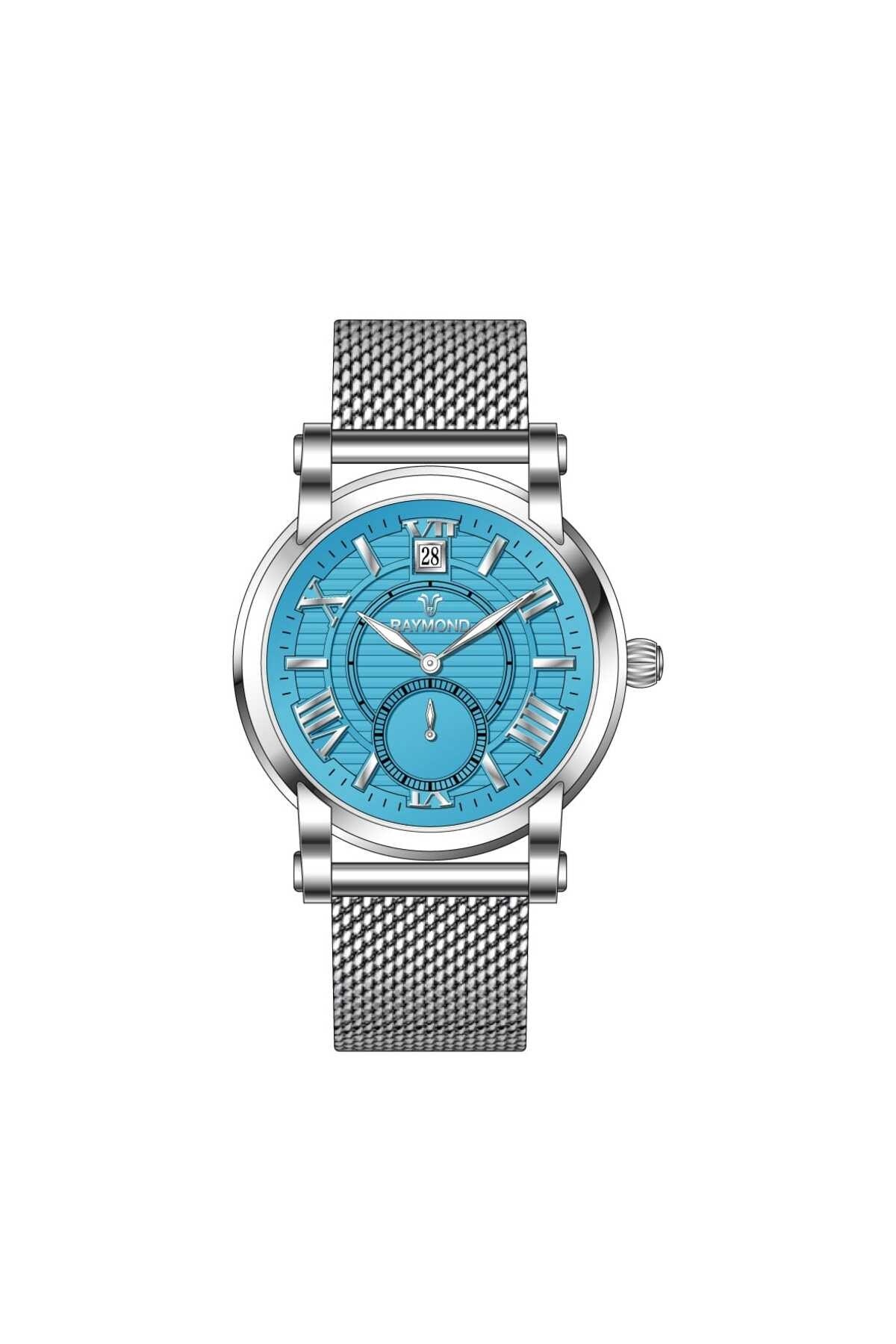 RYM-280275 RAYMOND ERKEK KOL SAATİ - PASLANMAZ ÇELİK HASIR KORDON - 2 YIL GARANTİ