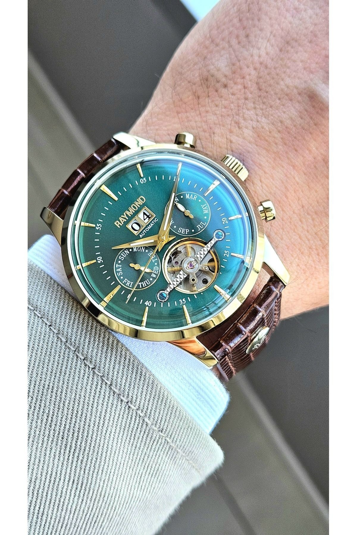 RYM-4123 OTOMATİK ERKEK KOL SAATİ - ÇELİK KASA VE DERİ KORDON - 2 YIL GARANTİLİ