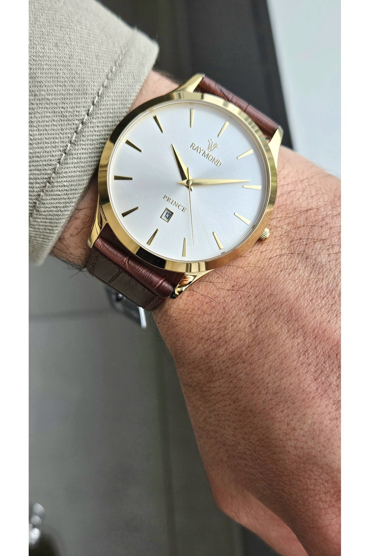 RYM-2034 QUARTZ ERKEK KLASİK KOL SAATİ - ÇELİK KASA VE DERİ KORDON - 2 YIL GARANTİ