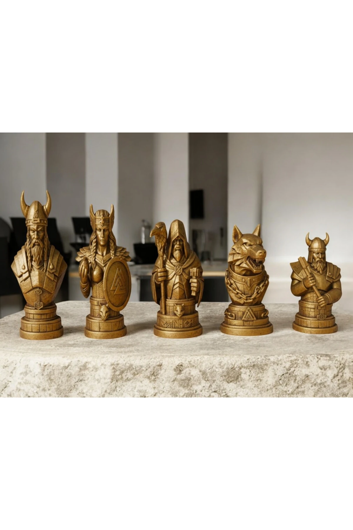 Viking Dekoratif Satranç Taşı Seti