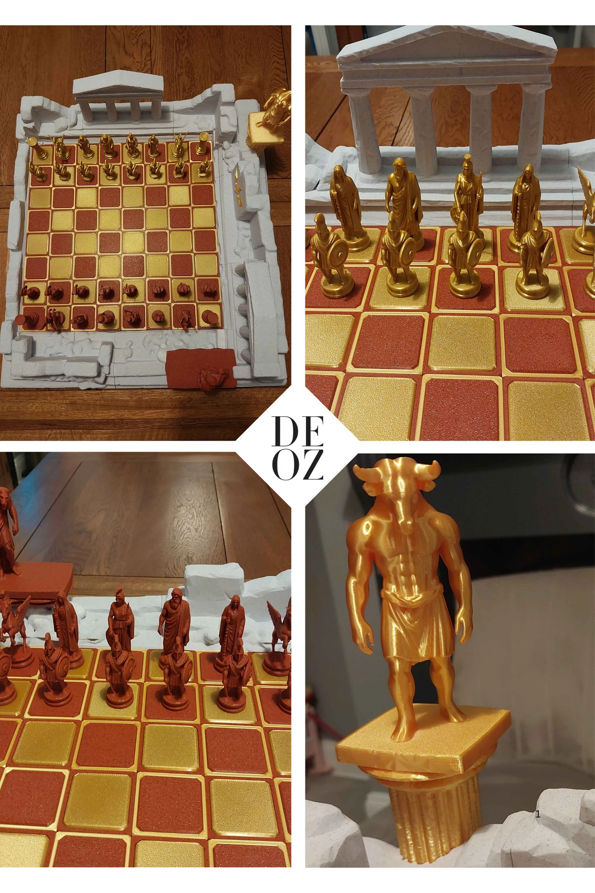 Yunan Mitolojisi Satranç Takımı – Minotaur ve Herkül Temalı Koleksiyon Figürleri