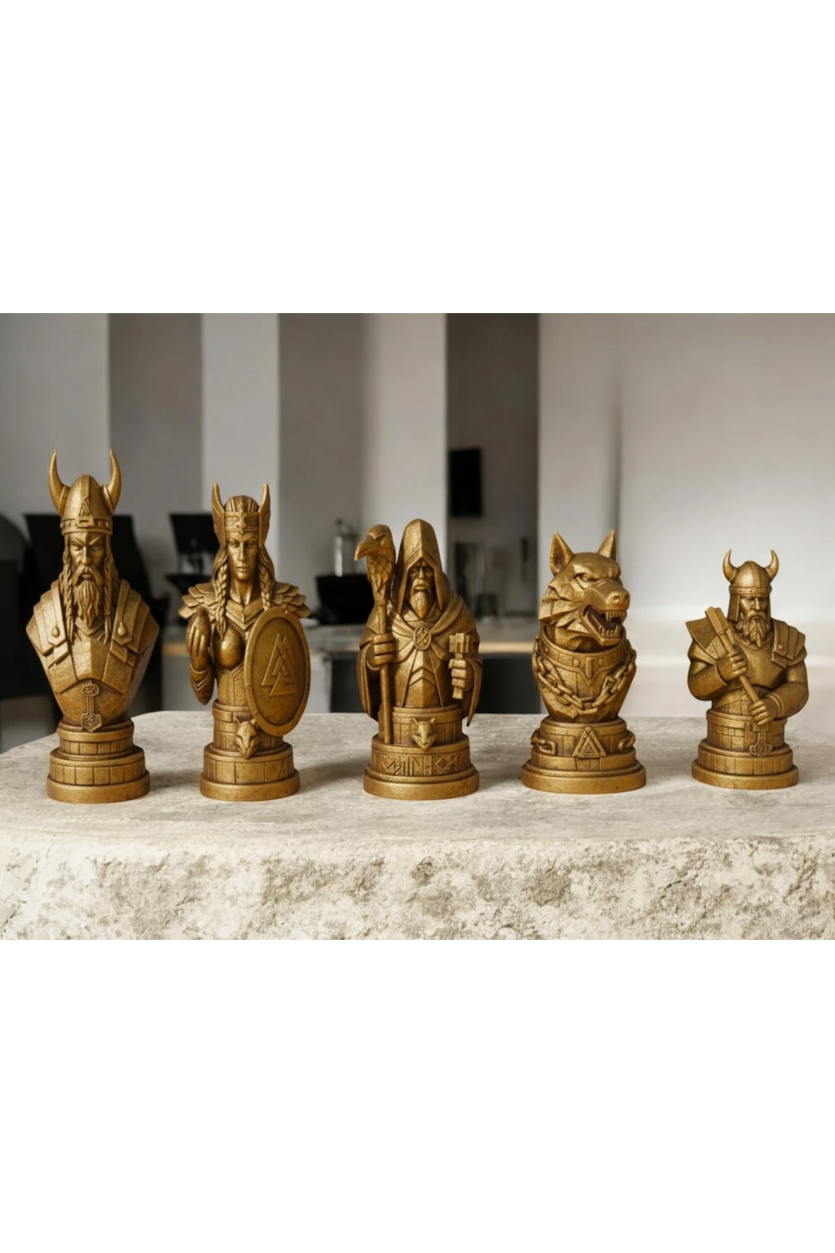 Viking Dekoratif Satranç Taşı Seti