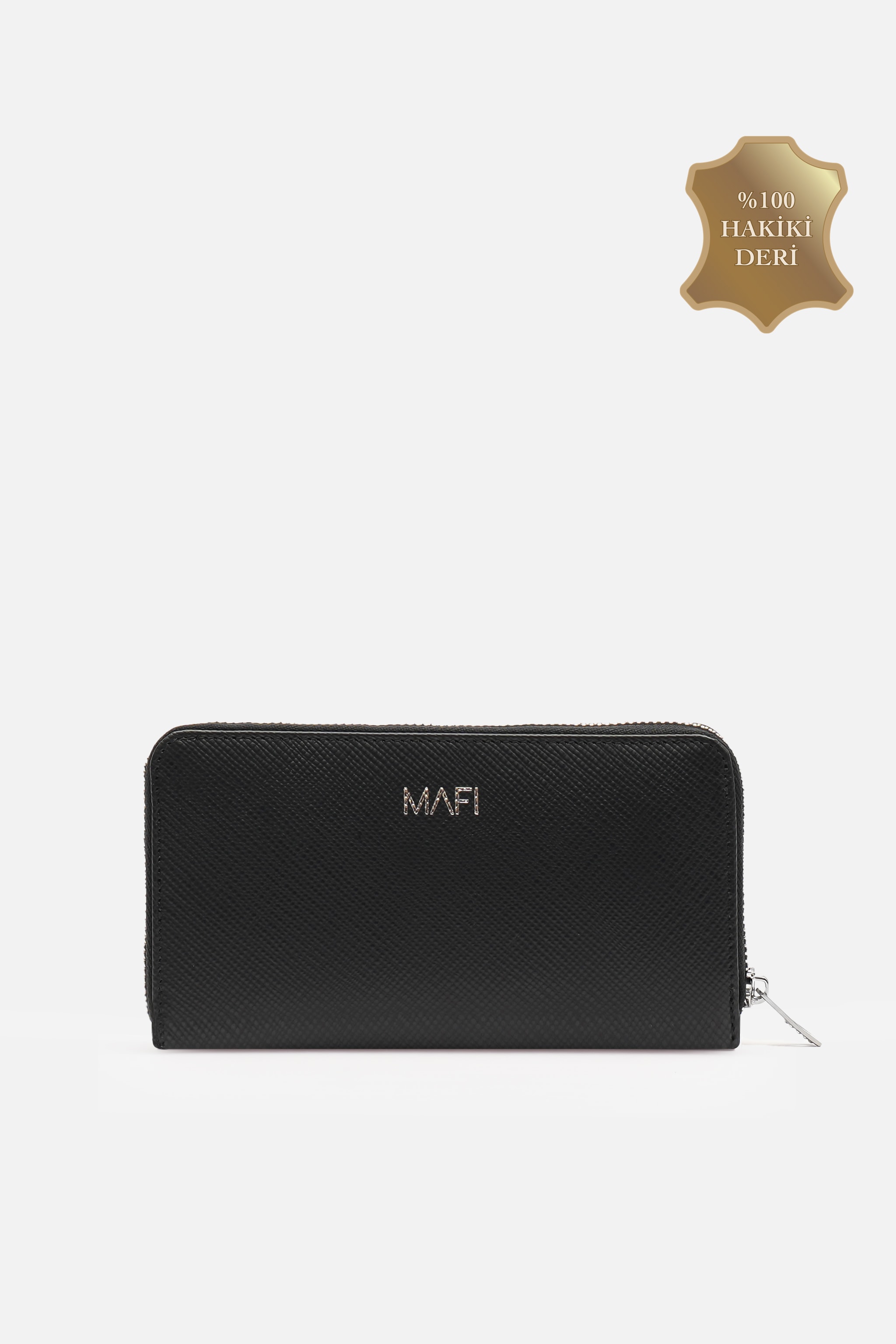 MAFI Masted %100 Hakiki Deri Fermuarlı Kadın Cüzdan - Siyah
