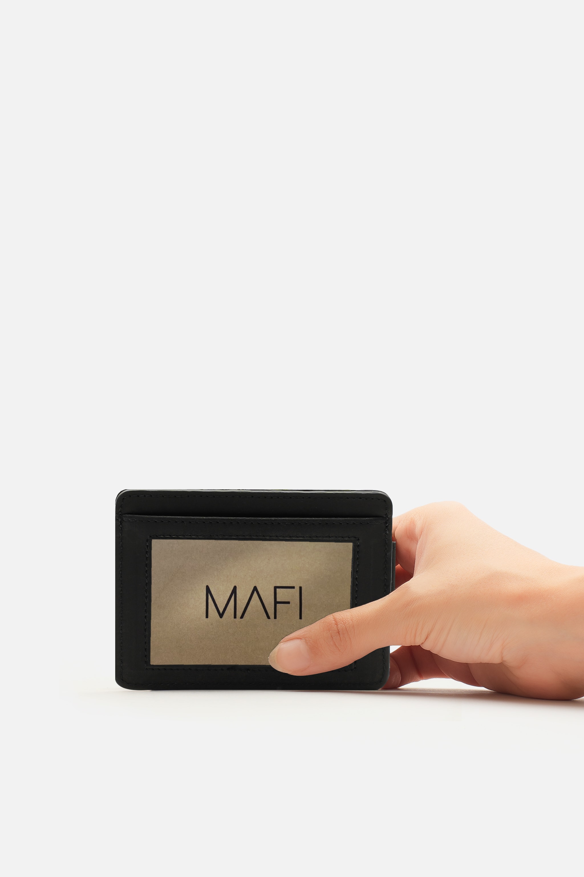 MAFİ Hakiki Deri Manyetik Klipsli Kartlık – Şeffaf Kimlik Bölmeli, Kağıt Para ve 3 Kart Kapasiteli, Minimalist Tasarım