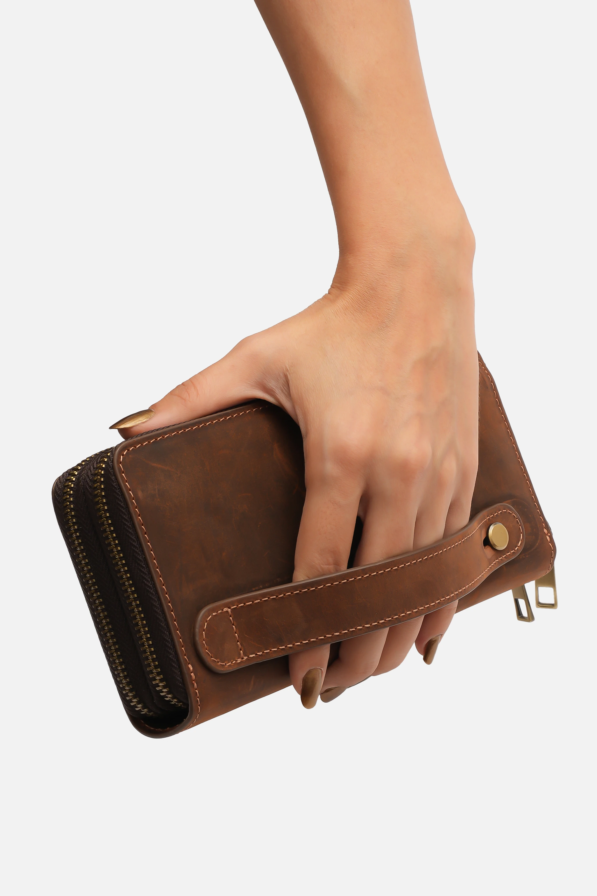 MAFİ Lina Hakiki Crazy Deri Portföy El Çantası Çift Fermuarlı Model