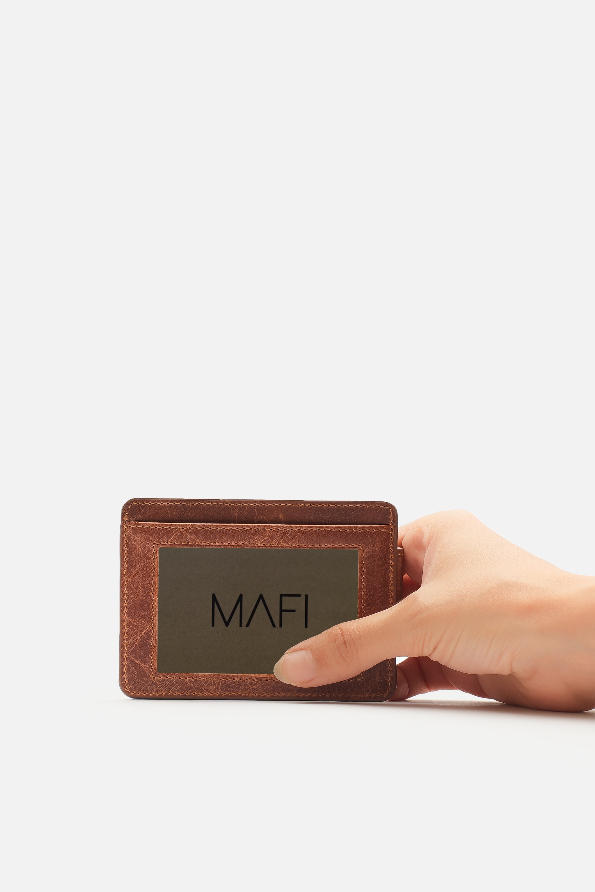 MAFİ Hakiki Deri Manyetik Klipsli Kartlık – Şeffaf Kimlik Bölmeli, Kağıt Para ve 3 Kart Kapasiteli, Minimalist Tasarım