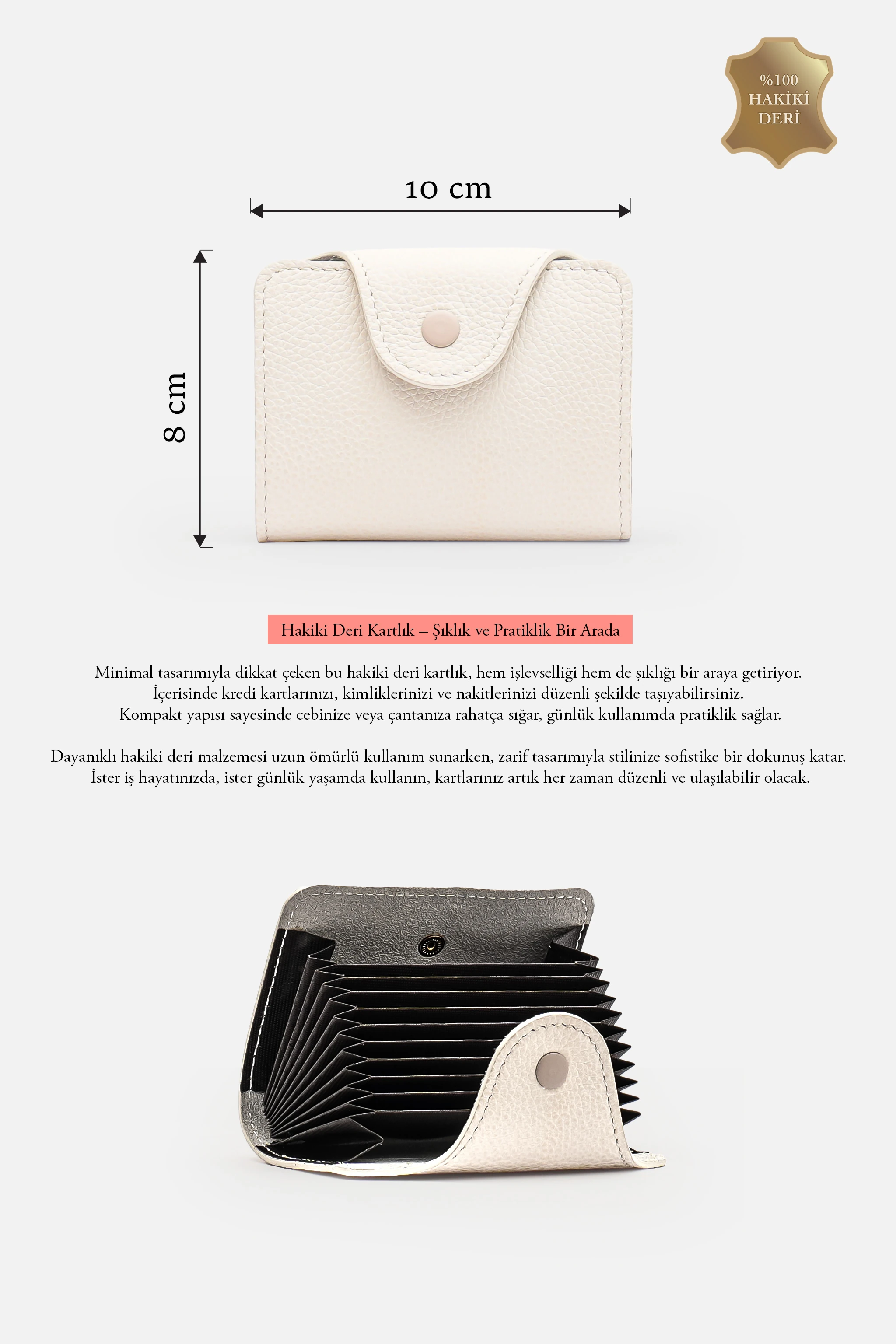 MAFİ Unisex Kartell Hakiki Deri Kompakt Akordeon Kartlık