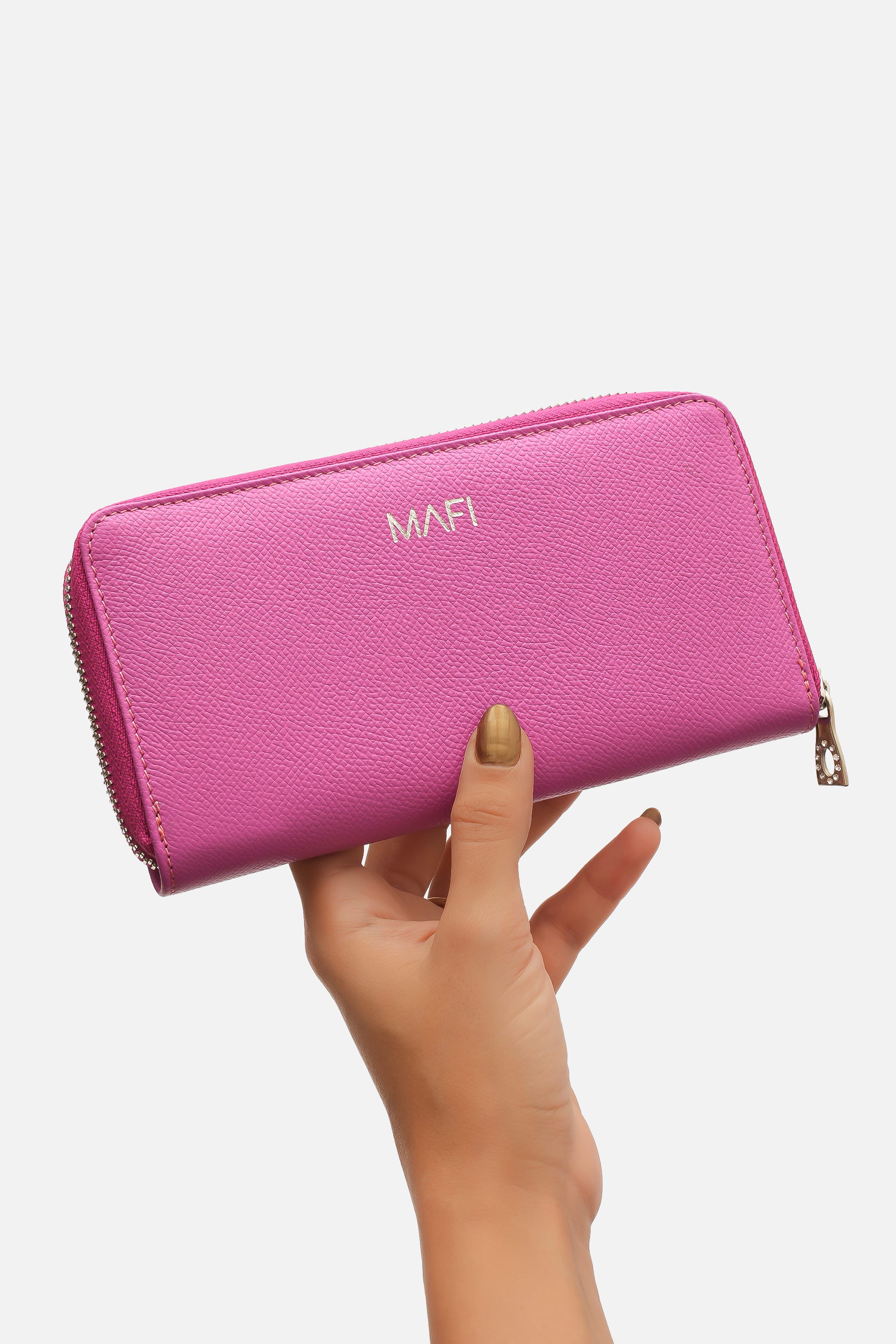 MAFI Masted %100 Hakiki Deri Fermuarlı Kadın Cüzdan - Pembe