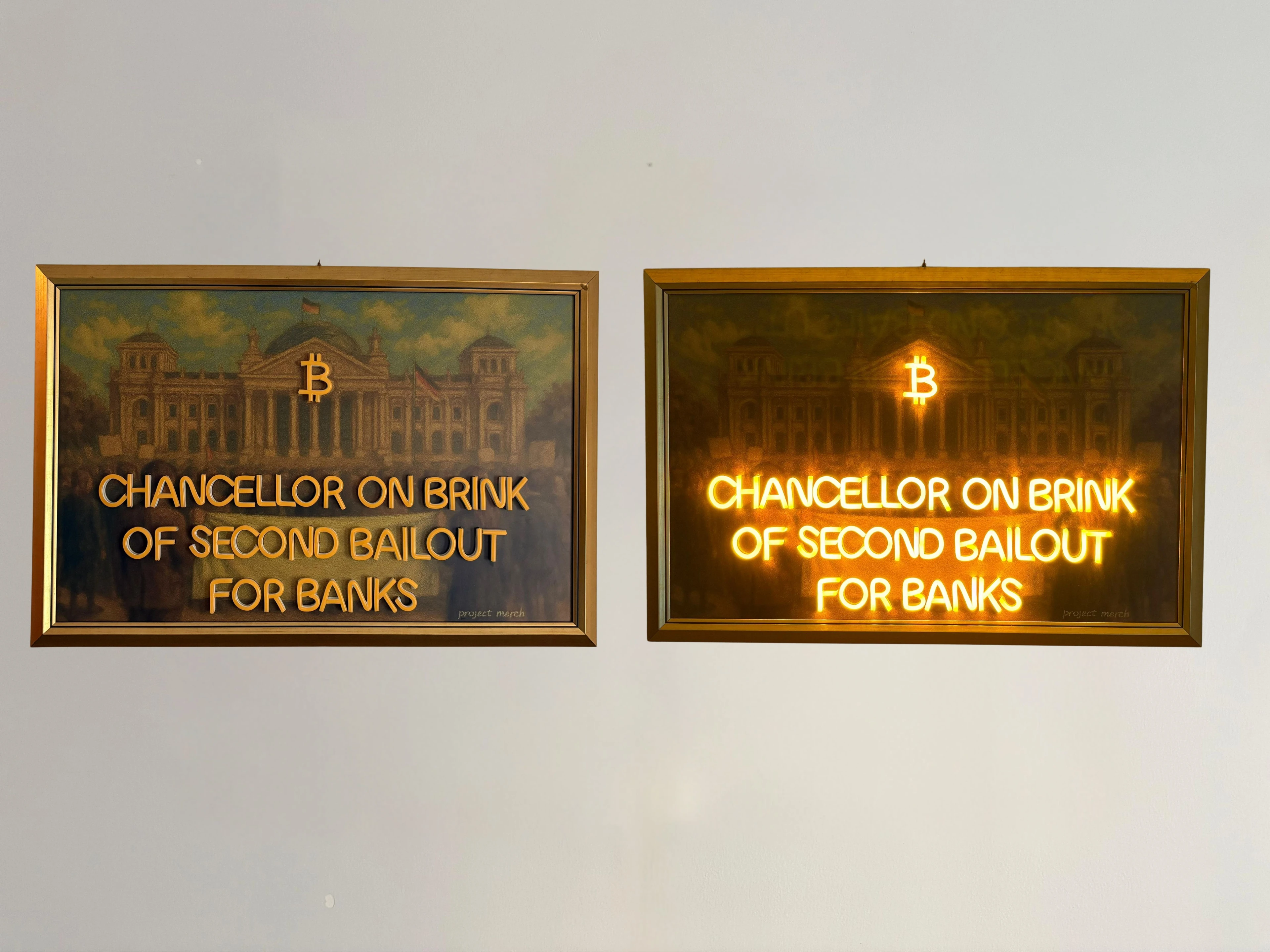 Neon Işıklı Bitcoin & Kripto Temalı Yağlı Boya Çerçeve Koleksiyonu: Chancellor