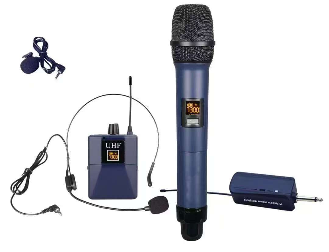 Şarjlı EL Yaka Headset Kablosuz Mikrofon Seti UHF