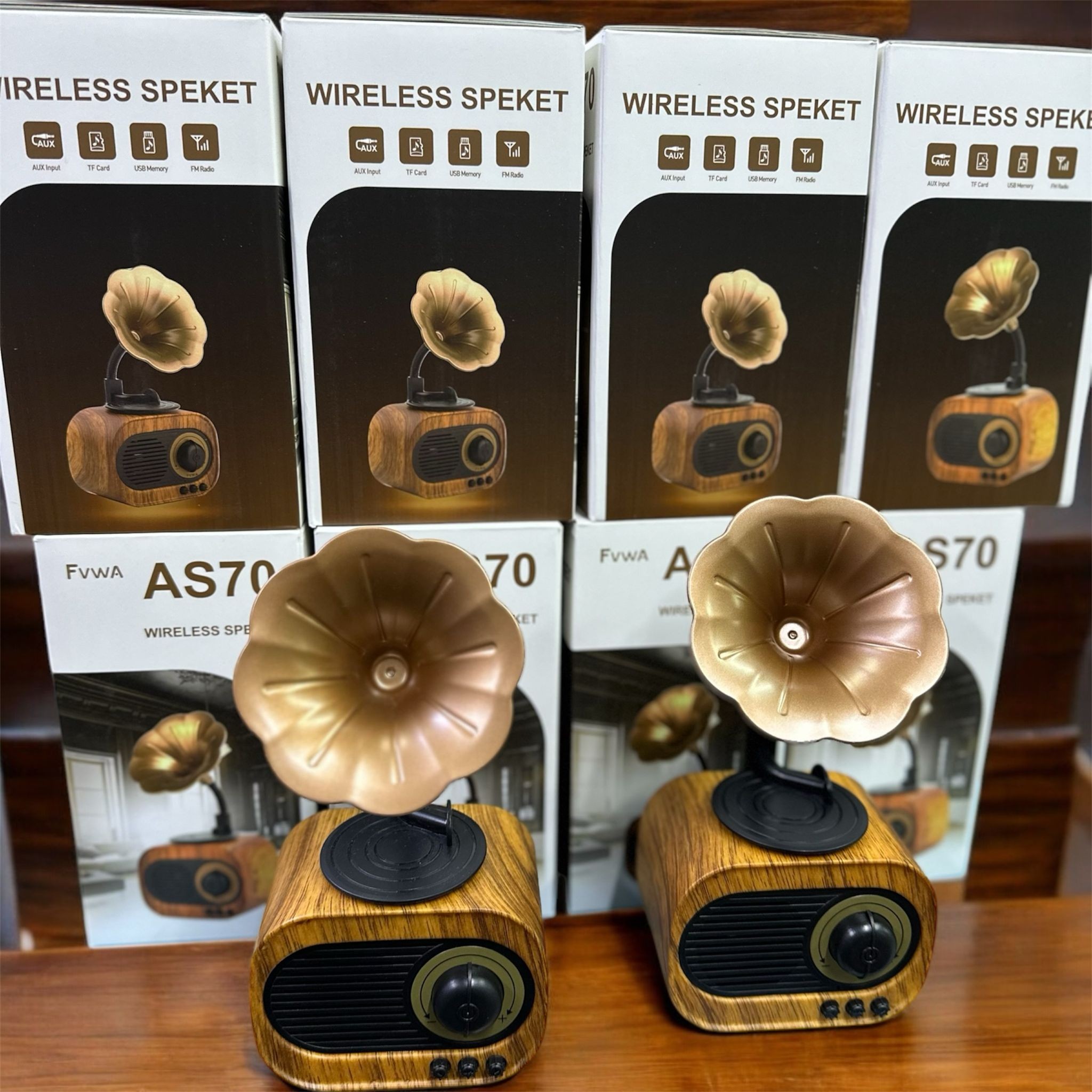 Gramafon Bluetooth Hoparlör Retro Kablosuz Taşınabilir Bluetooth Hoparlör Şık Tasarımlı