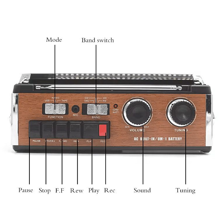 Knstar Fp-319bt Bluetooth Usb+sd+fm Radyo Kaset Çalar Müzik Çalar