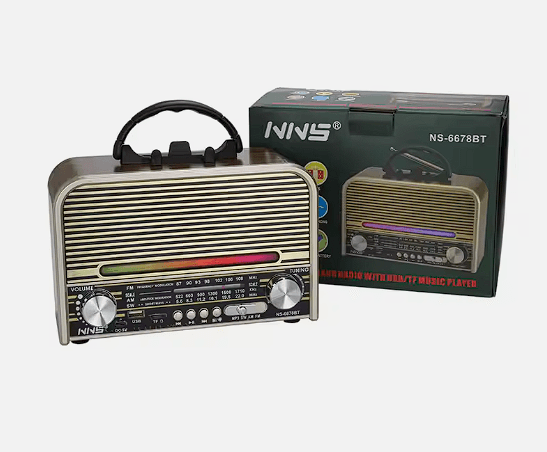 NS-6678BT kablosuz açık am fm radyo hoparlör taşınabilir vintage am fm radyo yüksek kalite disko işık retro usb radyo