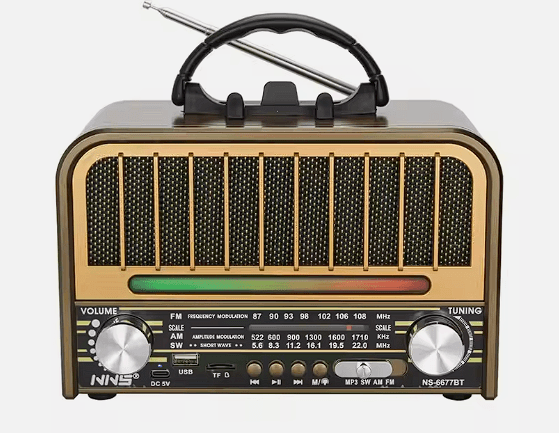 NS-6677BT kablosuz açık am fm radyo hoparlör taşınabilir vintage am fm radyo yüksek kalite disko işık retro usb radyo