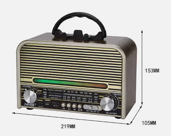 NS-6678BT kablosuz açık am fm radyo hoparlör taşınabilir vintage am fm radyo yüksek kalite disko işık retro usb radyo