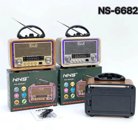 Ns-6682BT Taşınabilir Nostaljik Radyo Bluetooth Speaker Usb+Tf card+Aux