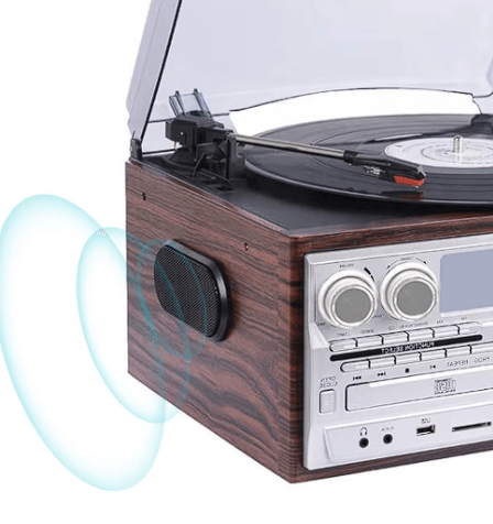 KN-110 Bluetooth Kumandalı Cdli Kaset USB Radyo 33-45-78 Plaklar Çalar Pikap