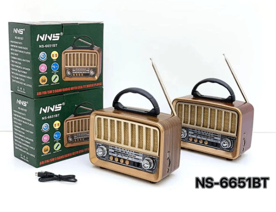 NNS Ns-6651BT Taşınabilir Nostaljik Radyo Bluetooth Speaker Usb+Tf card+Aux