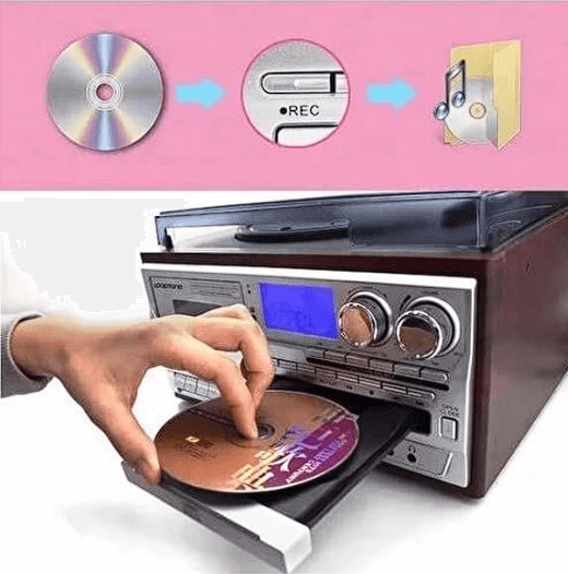 KN-110 Bluetooth Kumandalı Cdli Kaset USB Radyo 33-45-78 Plaklar Çalar Pikap