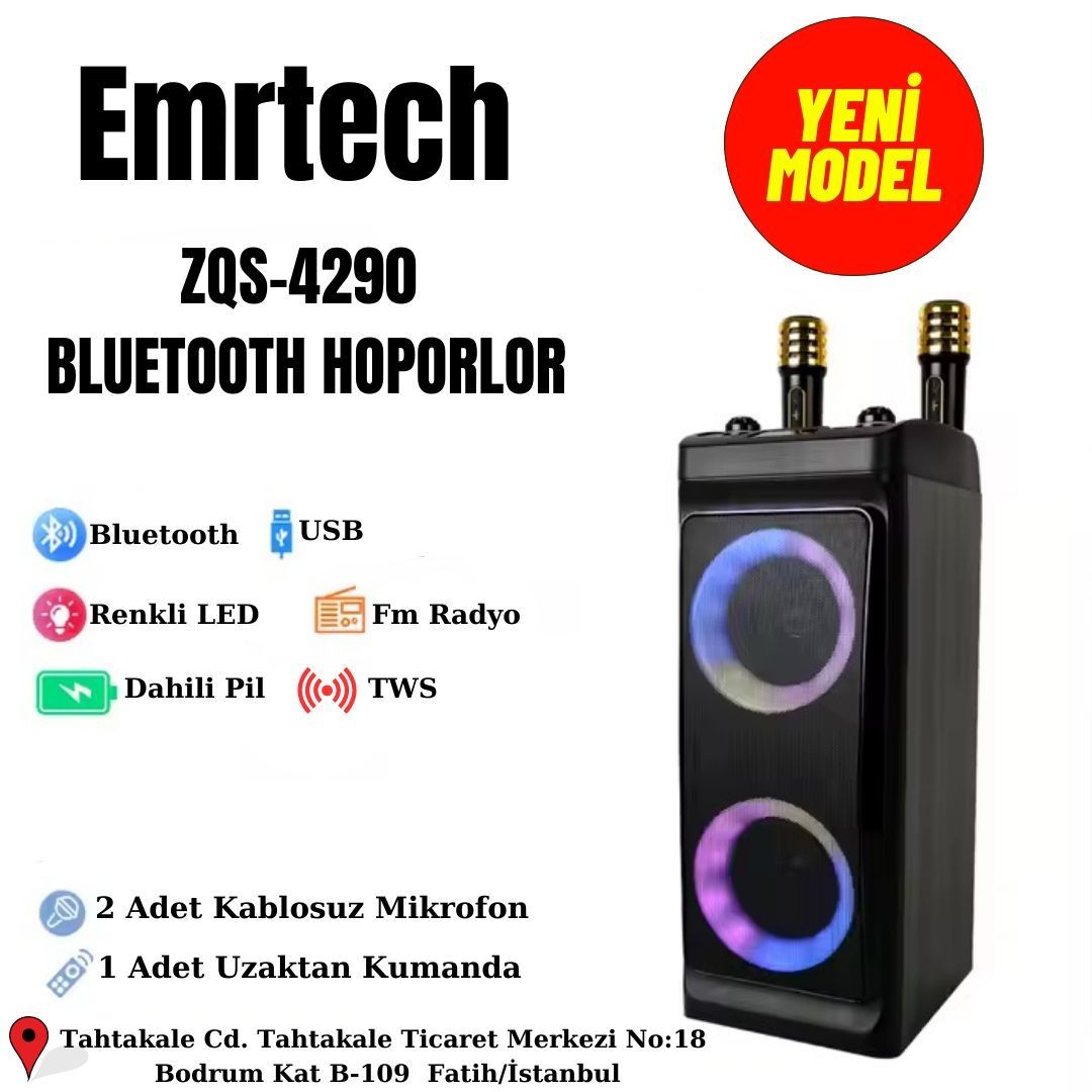cift mikrafonlu cift hoparlör ahsap kabin bluetooth hoparlör