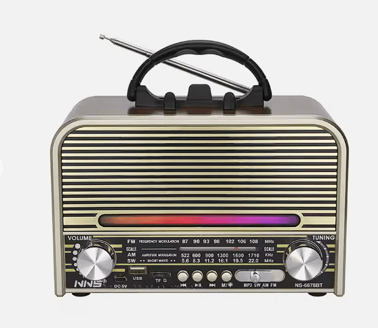 NS-6678BT kablosuz açık am fm radyo hoparlör taşınabilir vintage am fm radyo yüksek kalite disko işık retro usb radyo