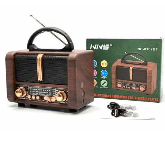 Ns-8107BT Taşınabilir Nostaljik Radyo Bluetooth Hoparlör