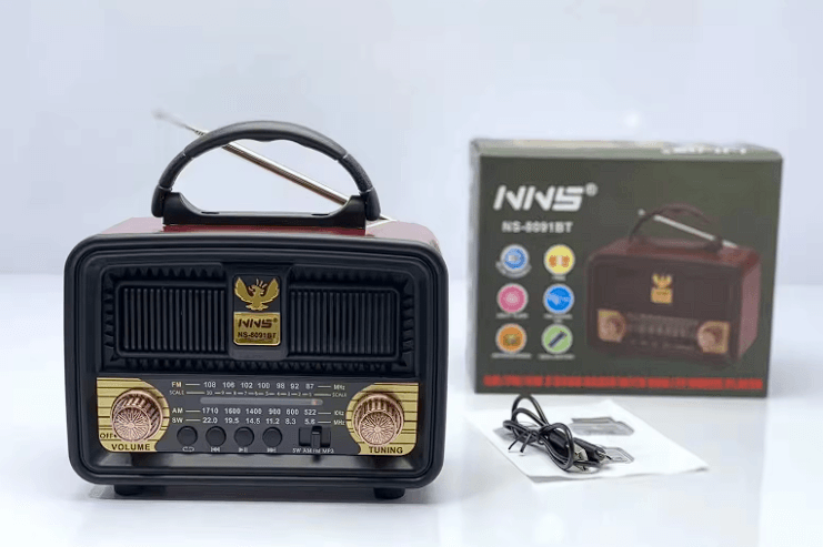 Ns-8091bt Şarjlı Radyo Retro Ahşap Mp3 Çalar