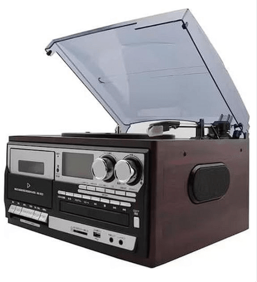 KN-110 Bluetooth Kumandalı Cdli Kaset USB Radyo 33-45-78 Plaklar Çalar Pikap