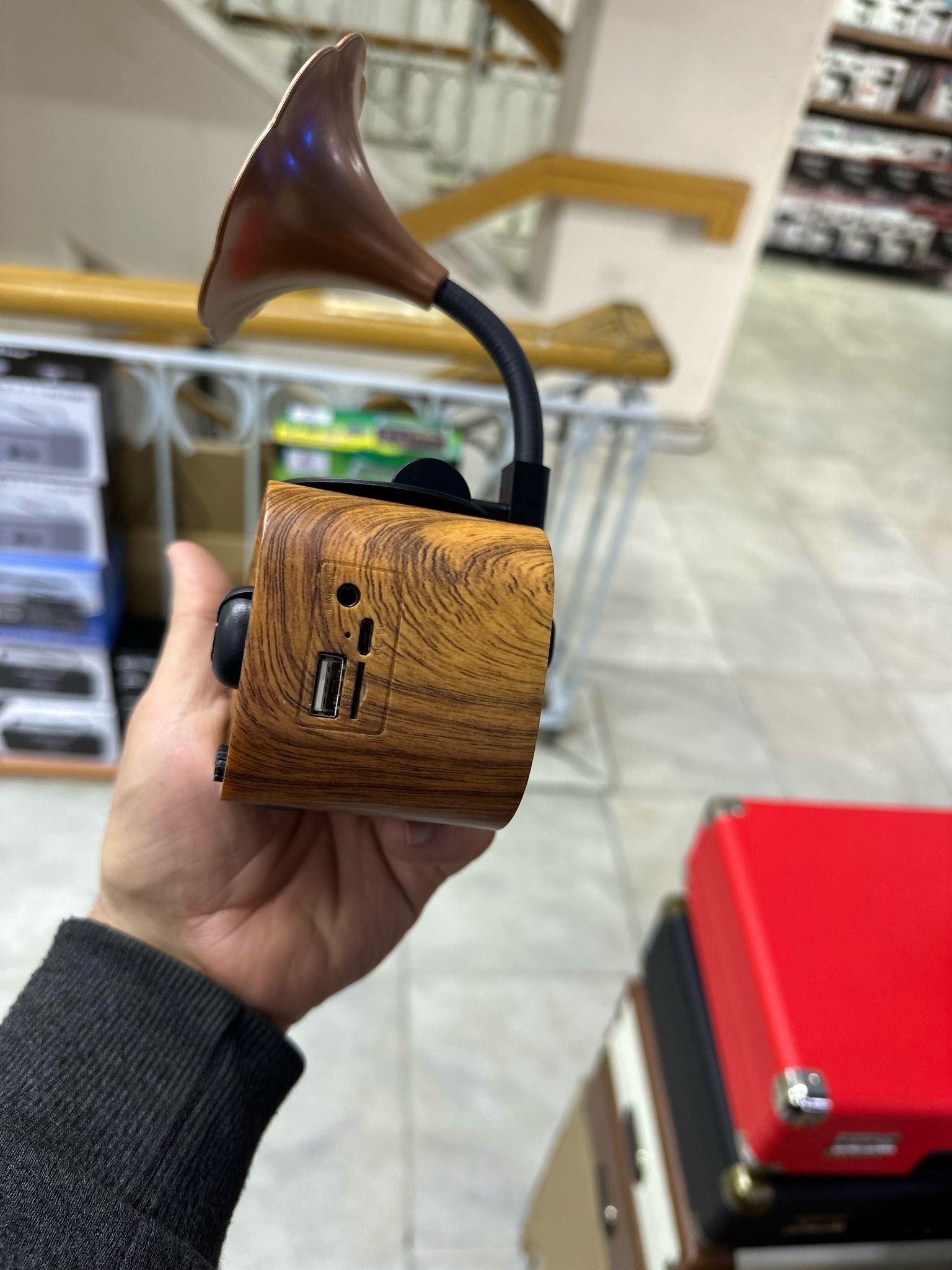 Gramafon Bluetooth Hoparlör Retro Kablosuz Taşınabilir Bluetooth Hoparlör Şık Tasarımlı