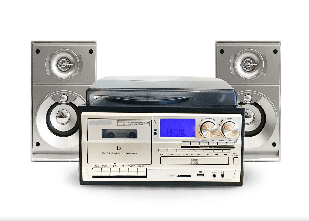 KNSTAR KN-120  Hoparlörlü Pikap Kasetçalar Mp3 Cd Çalar AM/FM USB/SD çalar